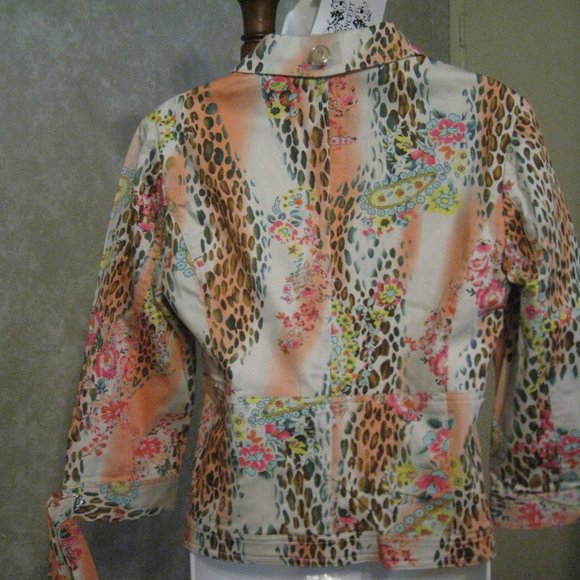 Jacket Leopard Print w/ Rhinestones size L - Picture 8 of 10